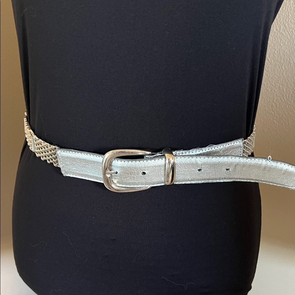 Silver Women's Belt with Chain Detail